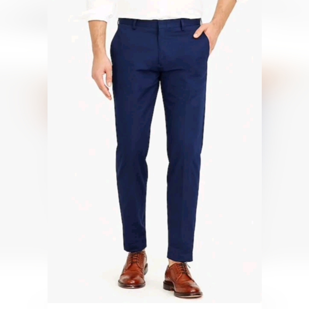 J Crew Ludlow Slim Fit Suit Pant Navy Blue Size 36x32 Men's Italian Cotton Chino